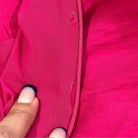 NWT Sandro Diamant Pink Ruched Mini Dress w/ minor inside lining rips by zipper - Picture 9 of 9